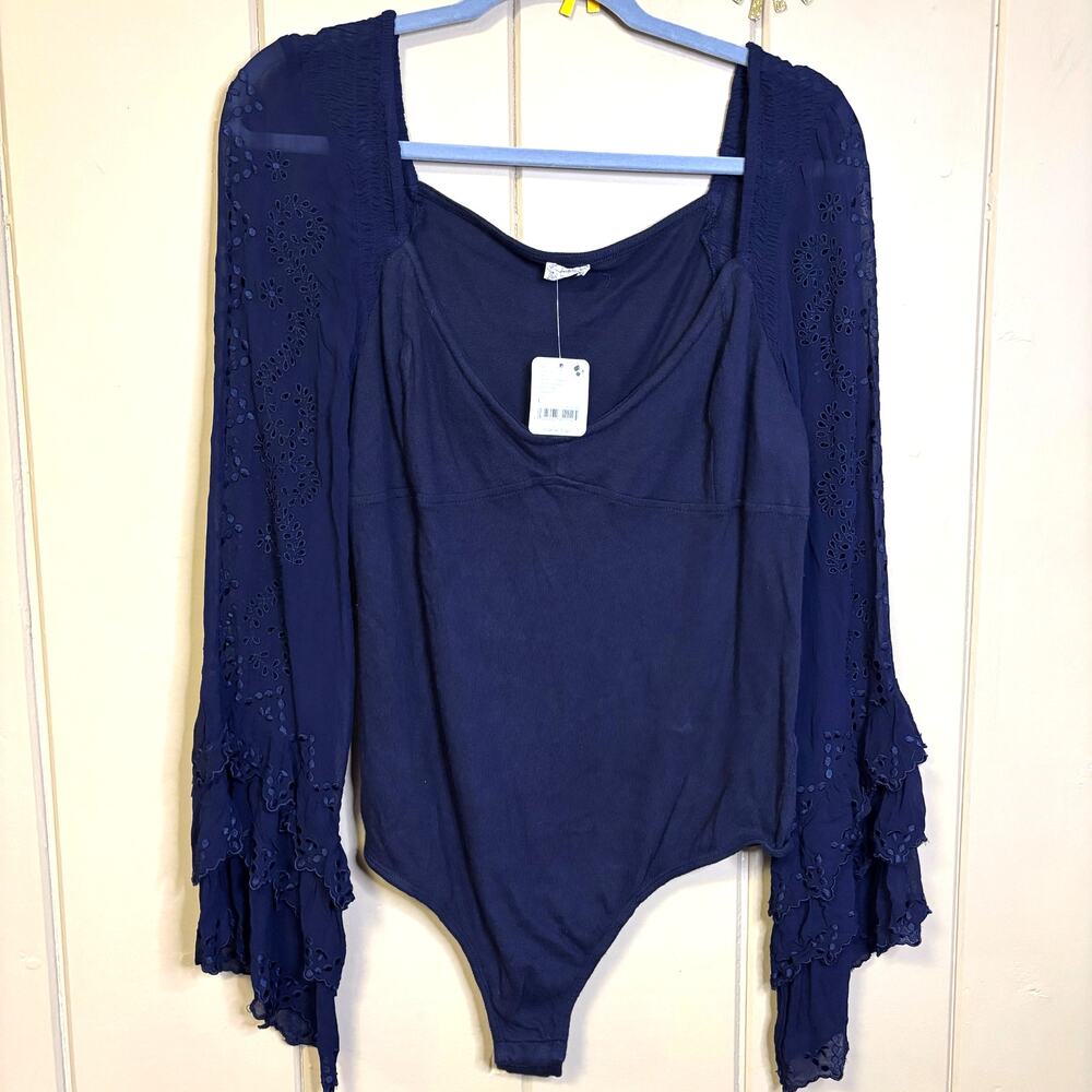 Free People Intimately Free Enchanted by You Navy bodysuit Large New with tags